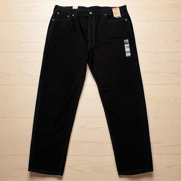 Levi’s 505 Relaxed Jeans NWT 44x34 (Act 43x34)Black Denim Zip Fly Cotton Casual - Picture 1 of 12